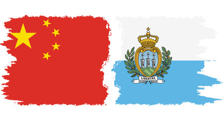San Marino and China grunge flags connection, vectorのイラスト素材