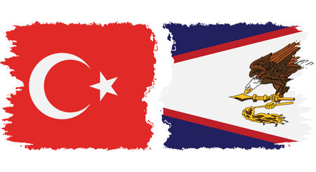 American Samoa and Turkey grunge flags connection, vectorのイラスト素材