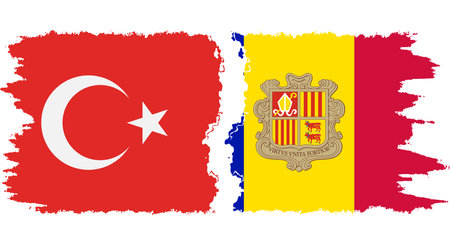 Andorra and Turkey grunge flags connection, vectorのイラスト素材