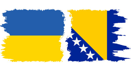 Bosnia and Herzegovina and Ukraine grunge flags connection, vectorのイラスト素材