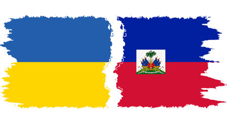 Haiti and Ukraine grunge flags connection, vectorのイラスト素材