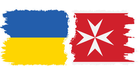Malta and Ukraine grunge flags connection, vectorのイラスト素材