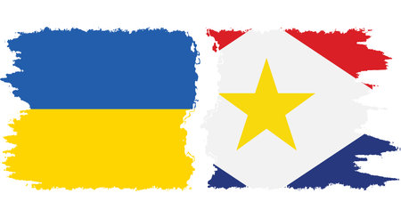Saba and Ukraine grunge flags connection, vectorのイラスト素材