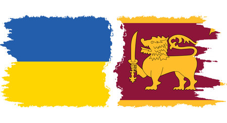 Sri Lanka and Ukraine grunge flags connection, vectorのイラスト素材