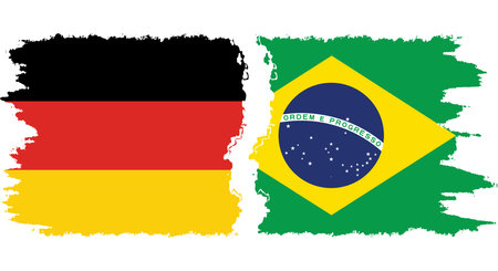 Brazil and Germany grunge flags connection, vectorのイラスト素材