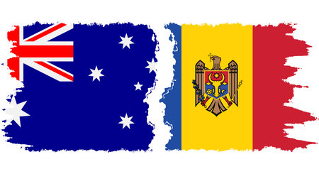 Moldova and Australia grunge flags connection, vectorのイラスト素材