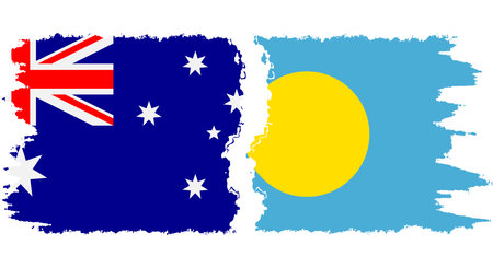 Palau and Australia grunge flags connection, vectorのイラスト素材