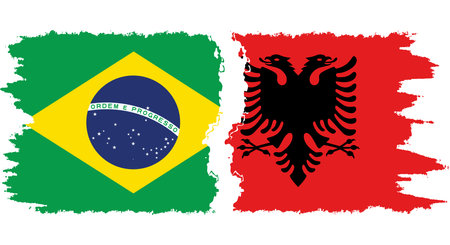 Albania and Brazil grunge flags connection, vectorのイラスト素材
