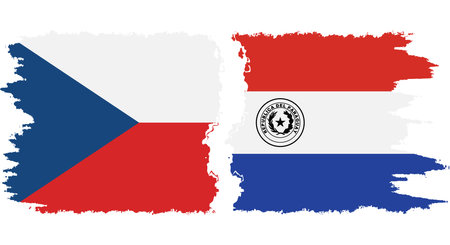 Paraguay and Czech Republic grunge flags connection, vectorのイラスト素材