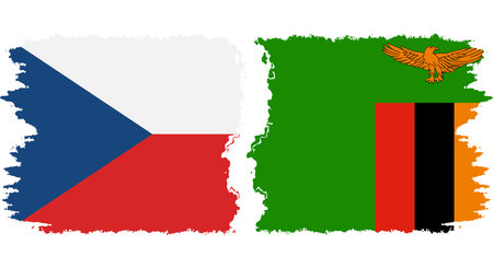 Zambia and Czech Republic grunge flags connection, vectorのイラスト素材