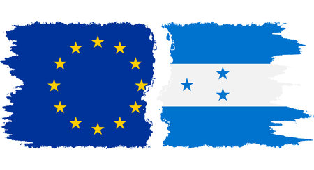Honduras and European Union grunge flags connection, vectorのイラスト素材