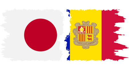 Andorra and Japan grunge flags connection, vectorのイラスト素材