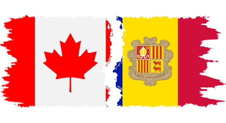 Andorra and Canada grunge flags connection, vectorのイラスト素材
