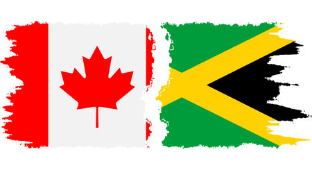 Jamaica and Canada grunge flags connection, vectorのイラスト素材