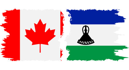 Lesotho and Canada grunge flags connection, vectorのイラスト素材
