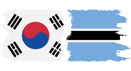 Botswana and South Korea grunge flags connection, vectorのイラスト素材