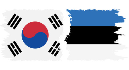 Estonia and South Korea grunge flags connection, vectorのイラスト素材