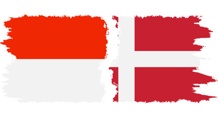 Denmark and Indonesia grunge flags connection, vectorのイラスト素材