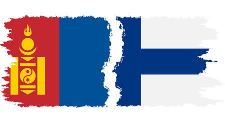 Finland and Mongolia grunge flags connection, vectorのイラスト素材