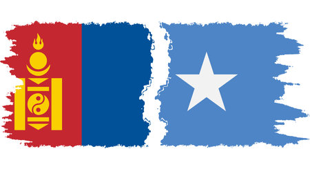 Somalia and Mongolia grunge flags connection, vectorのイラスト素材