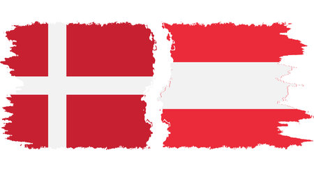 Austria and Denmark grunge flags connection, vectorのイラスト素材