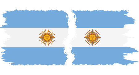 Argentina and Argentina grunge flags connection, vectorのイラスト素材