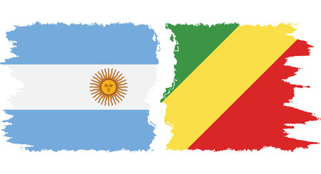 Congo-Brazzaville and Argentina grunge flags connection, vectorのイラスト素材
