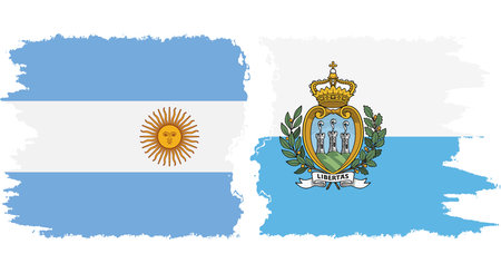 San Marino and Argentina grunge flags connection, vectorのイラスト素材