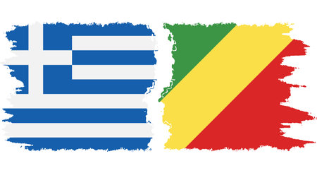 Congo-Brazzaville and Greece grunge flags connection, vectorのイラスト素材