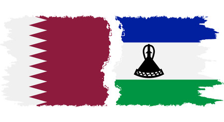 Lesotho and Qatar grunge flags connection, vectorのイラスト素材