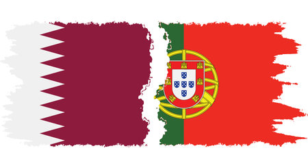 Portugal and Qatar grunge flags connection, vectorのイラスト素材