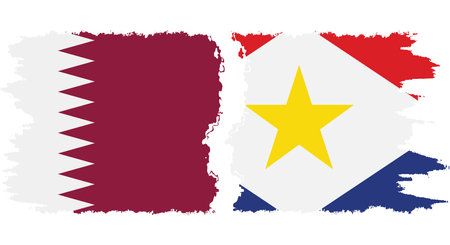 Saba and Qatar grunge flags connection, vectorのイラスト素材