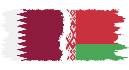 Belarusian and Qatar grunge flags connection, vectorのイラスト素材