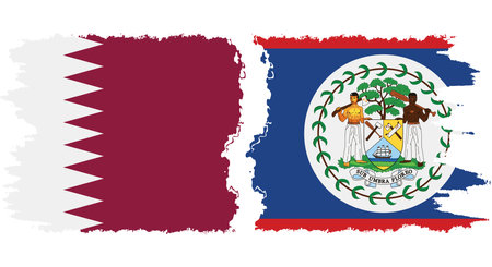 Belize and Qatar grunge flags connection, vectorのイラスト素材