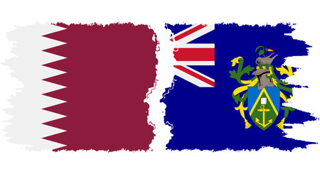 Pitcairn Islands and Qatar grunge flags connection, vectorのイラスト素材