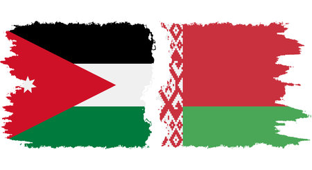 Belarusian and Jordan grunge flags connection, vectorのイラスト素材