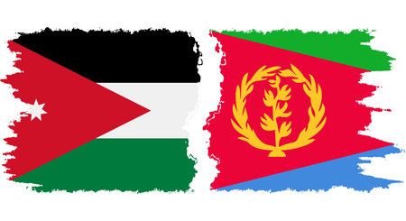Eritrea and Jordan grunge flags connection, vectorのイラスト素材