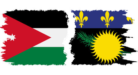 Guadeloupe and Jordan grunge flags connection, vectorのイラスト素材