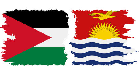 Kiribati and Jordan grunge flags connection, vectorのイラスト素材