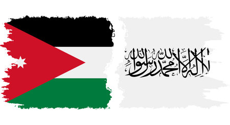 Afghanistan and Jordan grunge flags connection, vectorのイラスト素材