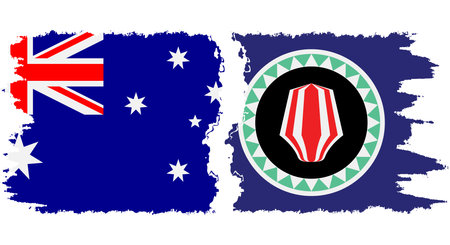 Bougainville and Australia grunge flags connection, vectorのイラスト素材