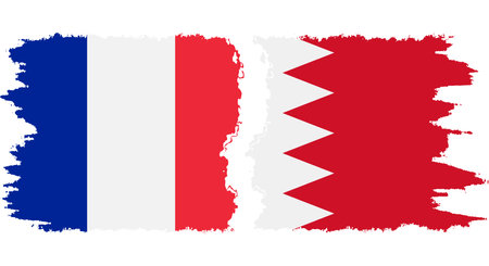 Bahrain and France grunge flags connection, vectorのイラスト素材