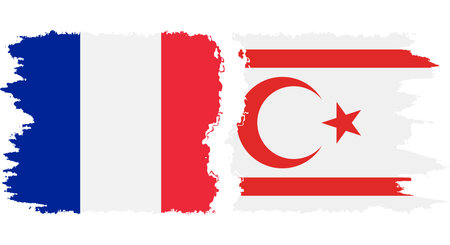 Turkish Republic of Northern Cyprus and France grunge flags connection, vectorのイラスト素材