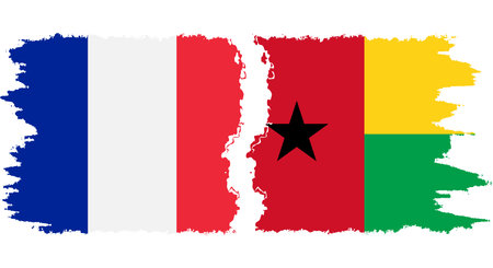 Guinea Bissau and France grunge flags connection, vectorのイラスト素材