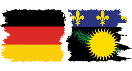 Guadeloupe and Germany grunge flags connection, vectorのイラスト素材