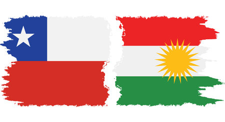 Kurdistan and Chile grunge flags connection, vectorのイラスト素材