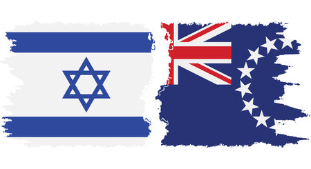 Cook Islands and Israel grunge flags connection, vectorのイラスト素材