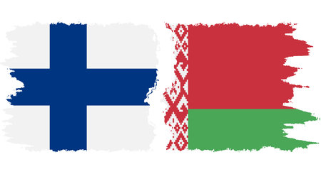 Belarusian and Finland grunge flags connection, vectorのイラスト素材