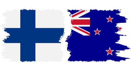 New Zealand and Finland grunge flags connection, vectorのイラスト素材