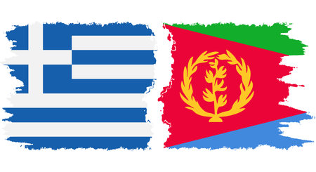 Eritrea and Greece grunge flags connection, vectorのイラスト素材